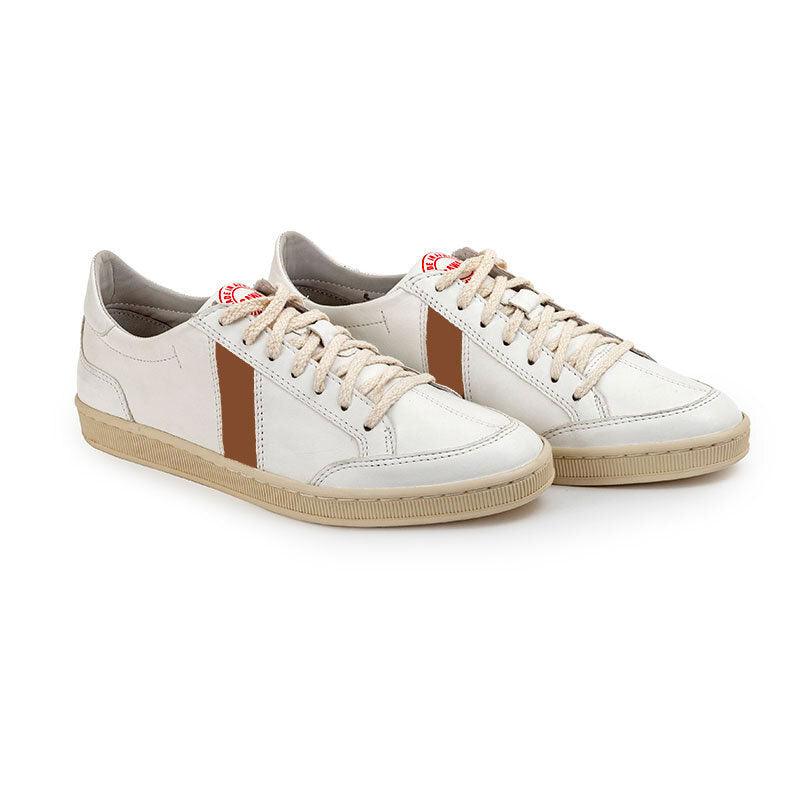 Sawa Lafrica leather sneaker in white and snuff brown