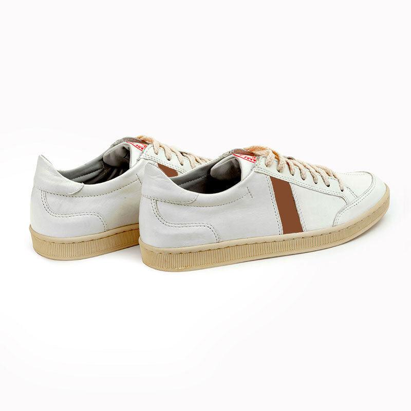 Sawa Lafrica leather sneaker in white and snuff brown, alternate view